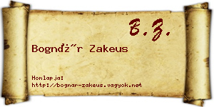 Bognár Zakeus névjegykártya